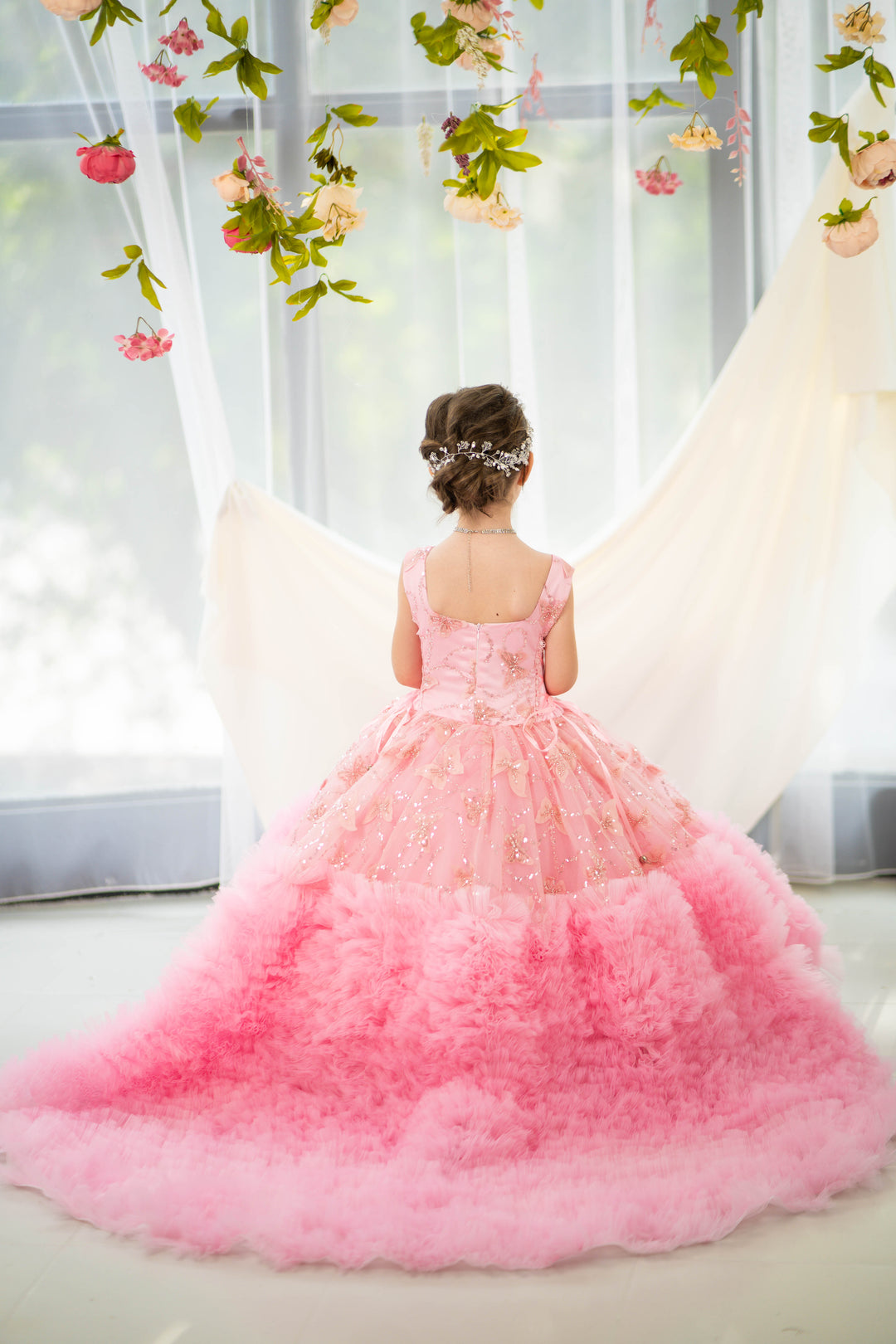 Blush pink birthday baby girl gown, first year birthday party dress, gown with train for baby, gorgeous fluffy dress for kids, tulle dress, Girls formal dress long, Ball dress for girls, Luxury dress for kids, Prom dress for kids, Blush dress, Toddler wedding dress, Tulle gown girls, Blush Flower Girl Dress, Lace flower girl dress, Girls ball gown, adorable girls&
