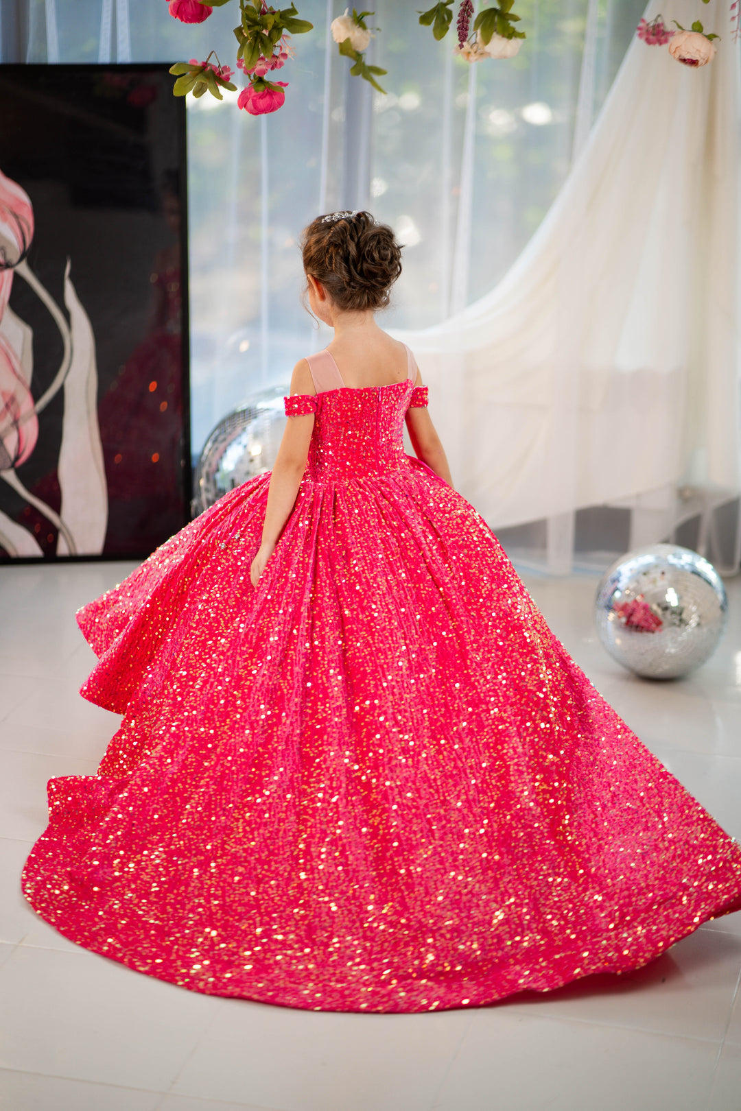 Glitz Pageant Dress For Girls (Size 4-5 - Bright Pink - In Stock)