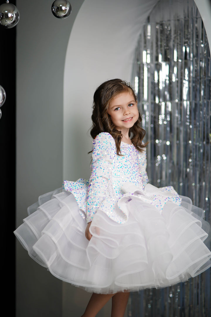 Christmas pageant gown, princess dress, junior bridesmaid dress, maxi prom dress with train, baby princess dress, tulle pageant dress, special occasion dress for girls, ivory flower girl dress, white toddler flower girl dress, tutu dress, princess dress, tulle flower girl dress, pageant photoshoot dress, little girl party dress, toddler ball gown, elegant kids dress, girls&