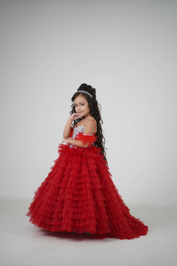 Special Occasion Gown For Girl (Size 6-7 - Red - In Stock)