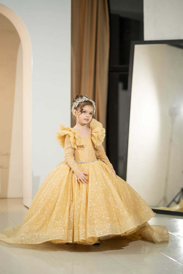 Children Pageant Gown (Size 5-6 - Gold - In Stock)
