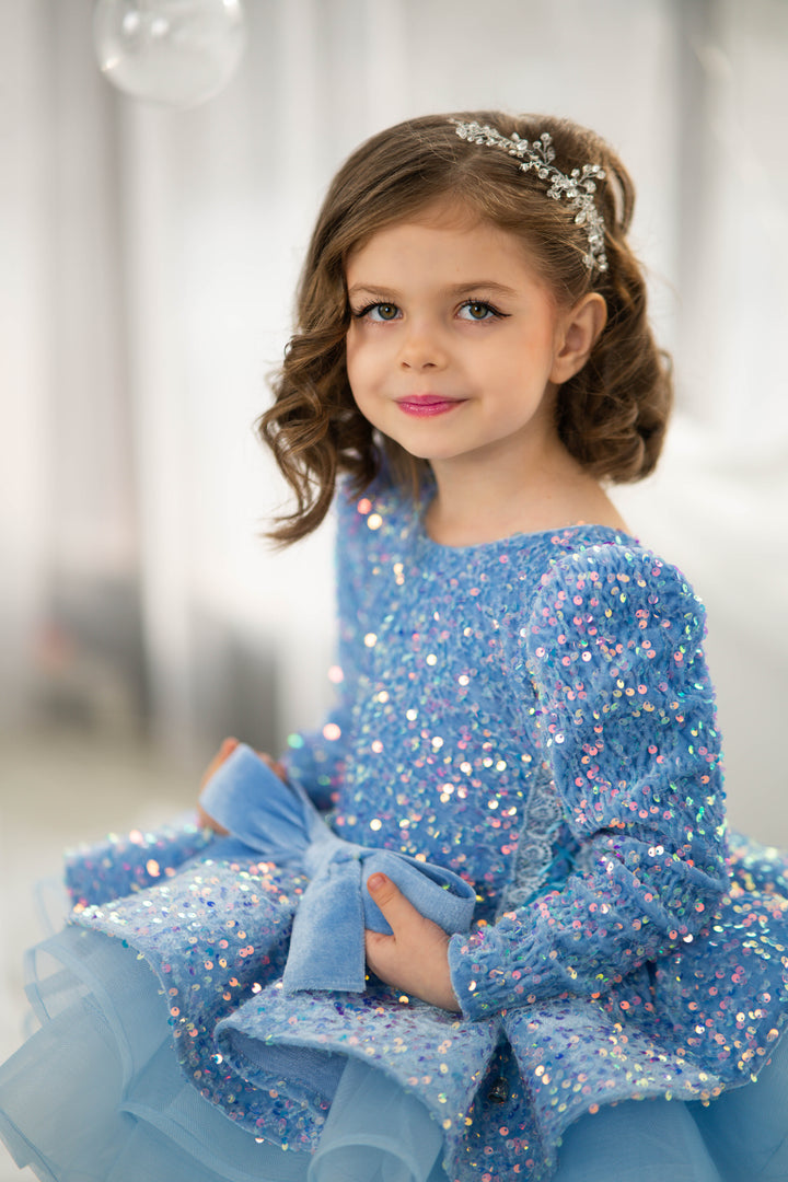 Party Dress For Girls (Size 4-5 - Blue - In Stock)