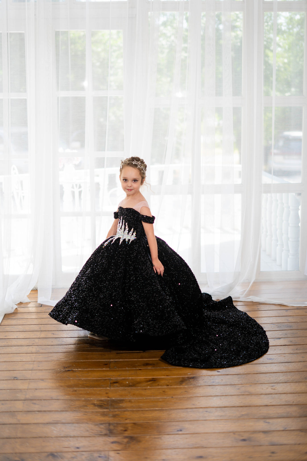 Black Glitz Pageant Dress For Girls