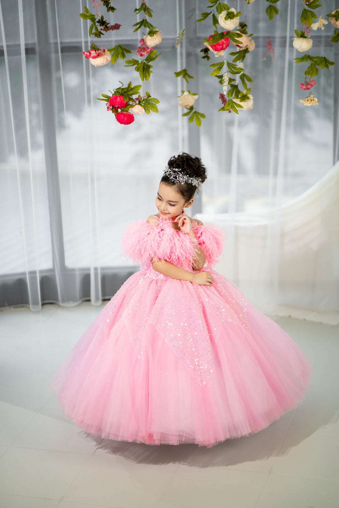 Blush pink birthday baby girl gown, first year birthday party dress, gown with train for baby, gorgeous fluffy dress for kids, tulle dress, Girls formal dress long, Ball dress for girls, Luxury dress for kids, Prom dress for kids, Blush dress, Toddler wedding dress, Tulle gown girls, Blush Flower Girl Dress, Lace flower girl dress, Girls ball gown, adorable girls&