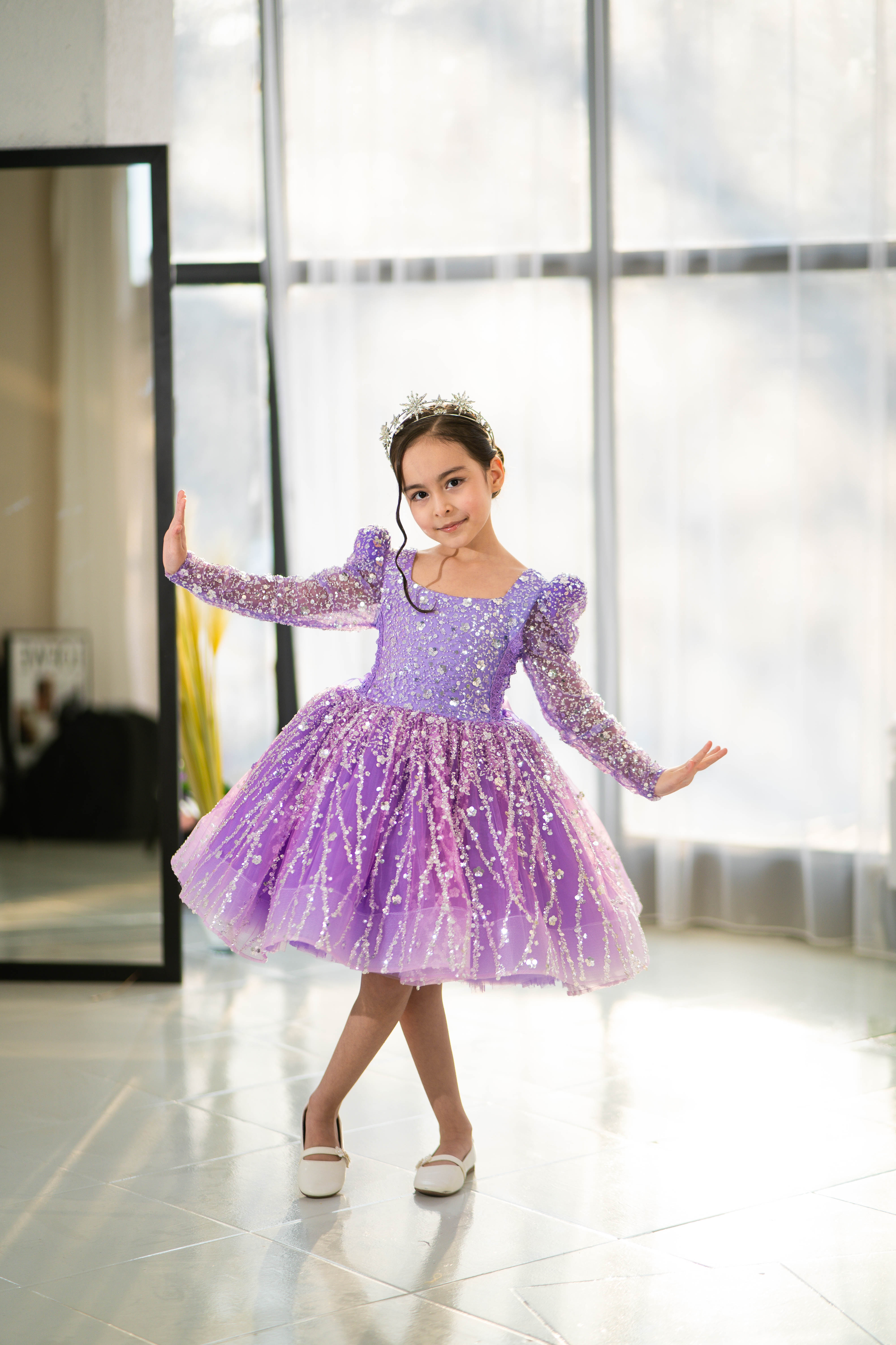 Princess Dress For Girls (Size 4-5 Lilac - In Stock)