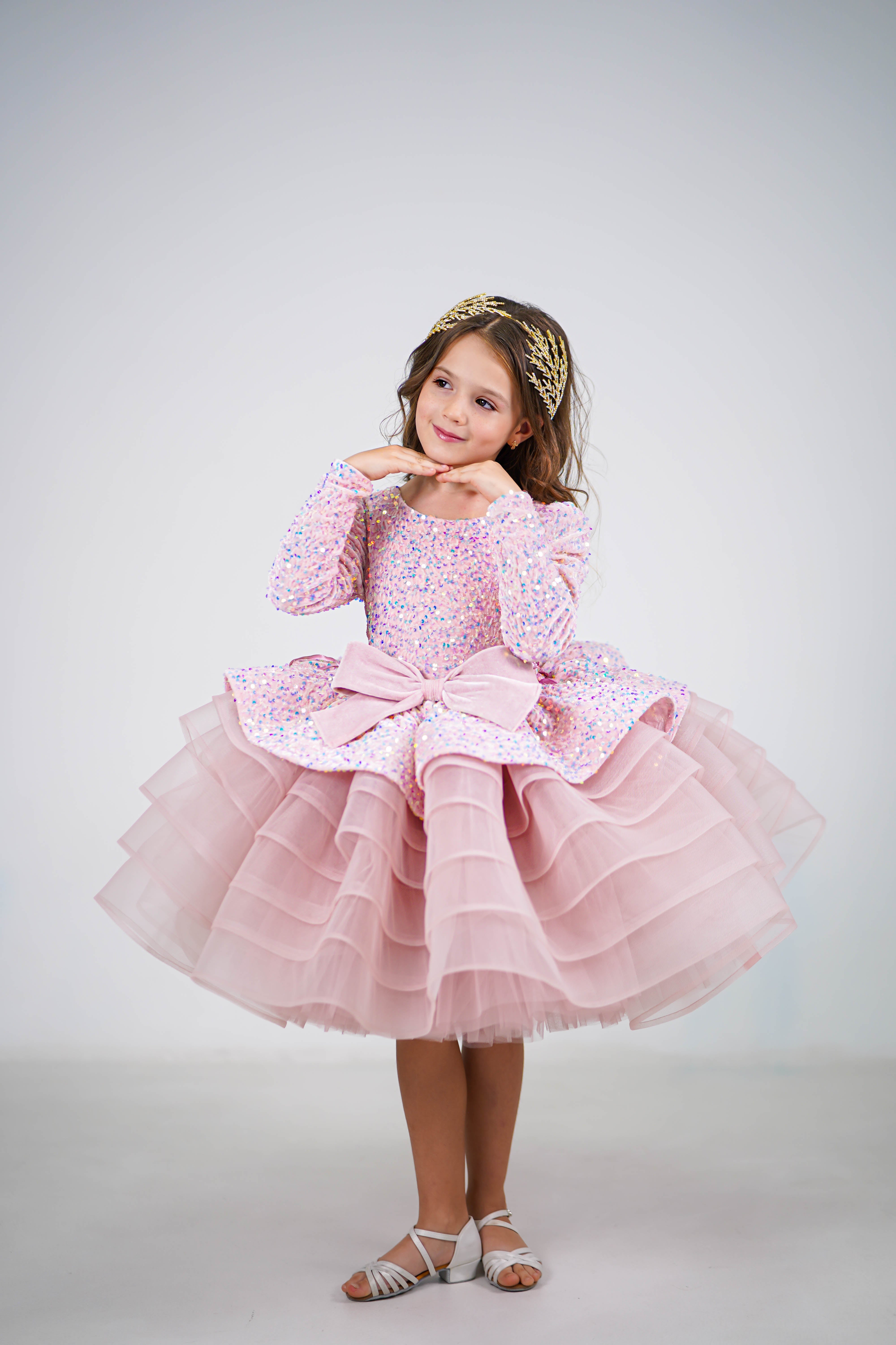 Party Dress For Girls (Size 5-6 - Pink - In Stock)