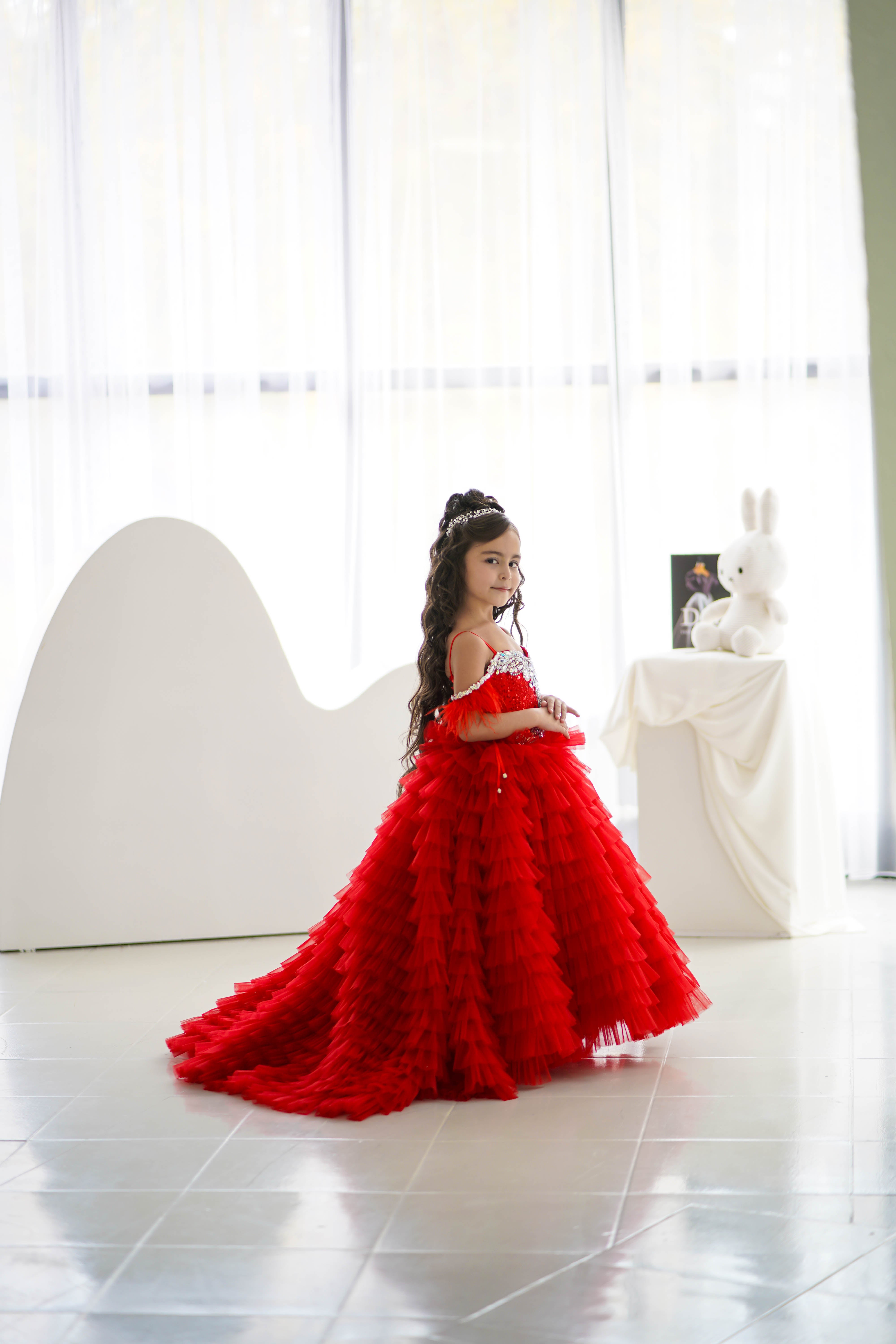 Special Occasion Gown For Girl (Size 6-7/Red/In Stock)