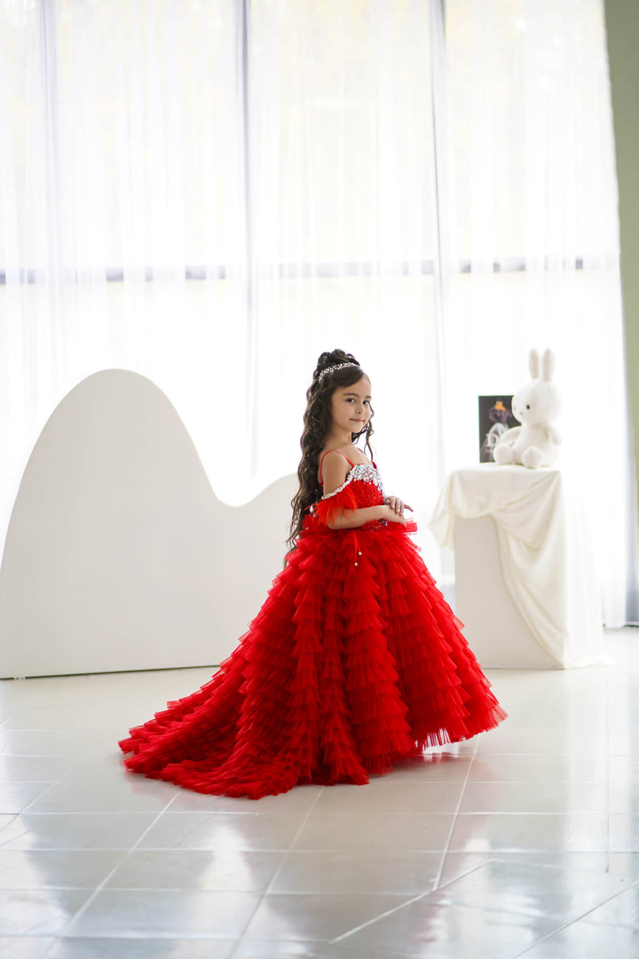 Special Occasion Gown For Girl (Size 6-7 - Red - In Stock)