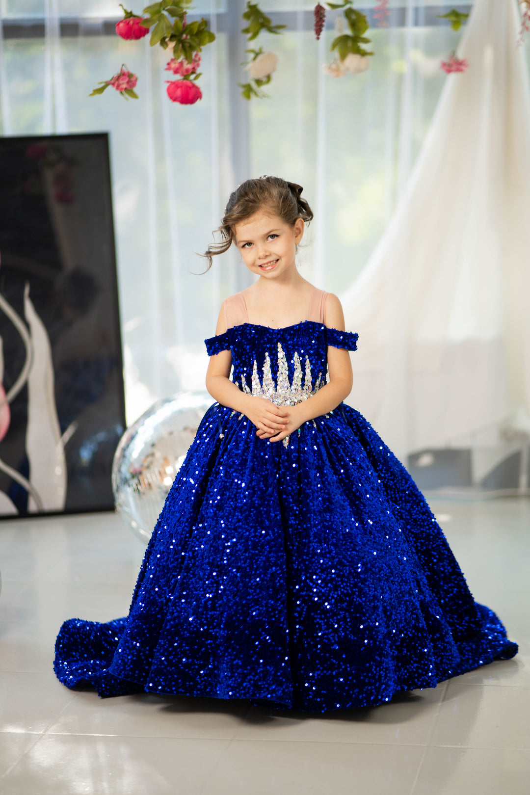 Glitz Pageant Dress For Girl (Size 5-6 - Royal Blue