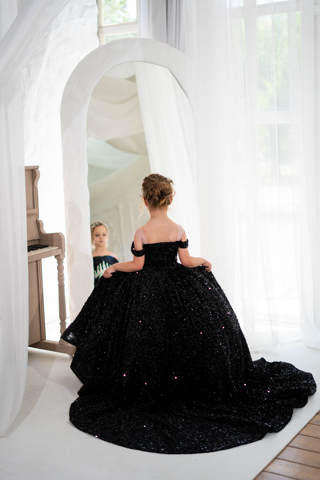 Black Glitz Pageant Dress For Girls