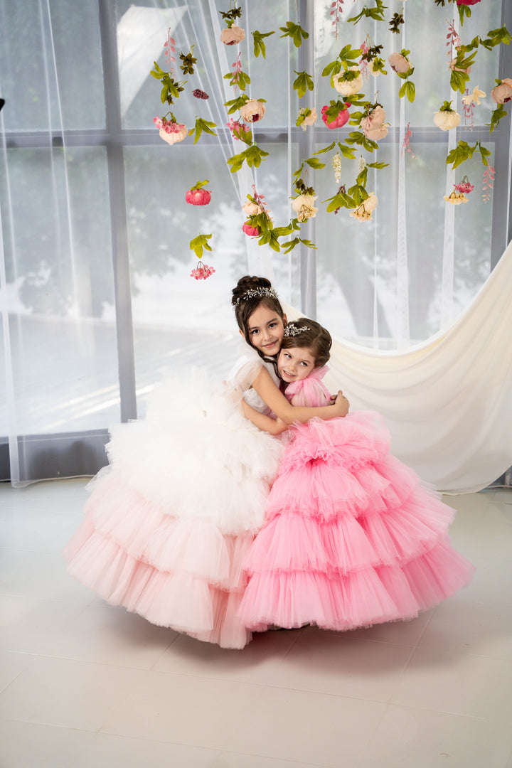Blush pink birthday baby girl gown, first year birthday party dress, gown with train for baby, gorgeous fluffy dress for kids, tulle dress, Girls formal dress long, Ball dress for girls, Luxury dress for kids, Prom dress for kids, Blush dress, Toddler wedding dress, Tulle gown girls, Blush Flower Girl Dress, Lace flower girl dress, Girls ball gown, adorable girls&