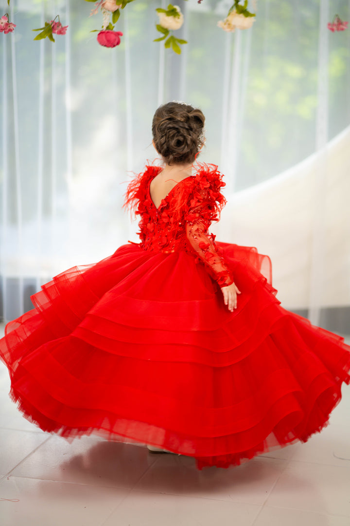 Birthday girl dress,Girls formal dress, First Baby Birthday Party Dress, Princess Girl Gown, Pageant Toddler Special Occasion Dress, White Luxury Christmas Pageant gown, Flower girl dress, red couture, Junior Bridesmaid dress, Maxi Prom Dress Ball Gown with Train,Baby Girl Princess Dress, stylish children&