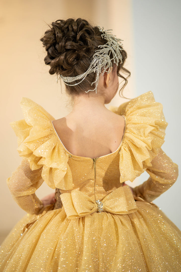Children Pageant Gown (Size 5-6 - Gold - In Stock)
