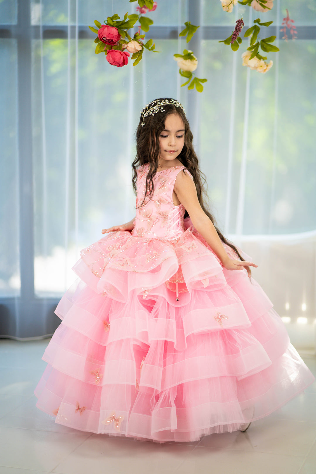 Blush pink birthday baby girl gown, first year birthday party dress, gown with train for baby, gorgeous fluffy dress for kids, tulle dress, Girls formal dress long, Ball dress for girls, Luxury dress for kids, Prom dress for kids, Blush dress, Toddler wedding dress, Tulle gown girls, Blush Flower Girl Dress, Lace flower girl dress, Girls ball gown, adorable girls&