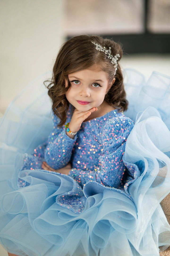 Party Dress For Girls (Size 4-5 - Blue - In Stock)