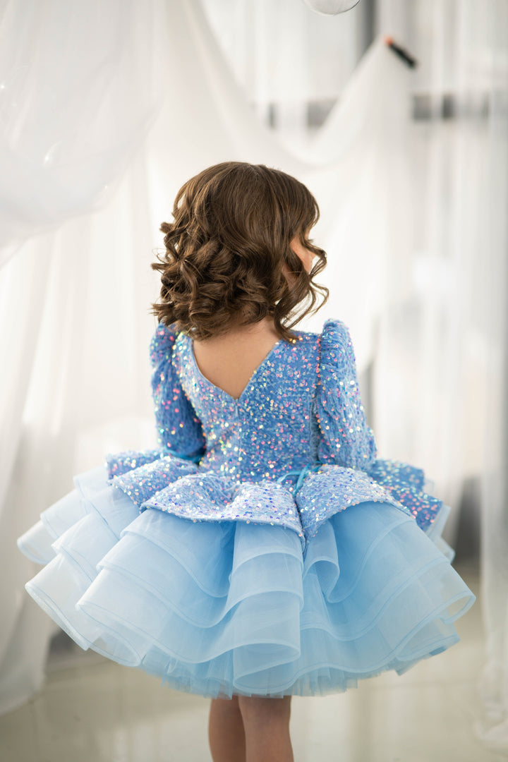 Party Dress For Girls (Size 4-5 - Blue - In Stock)