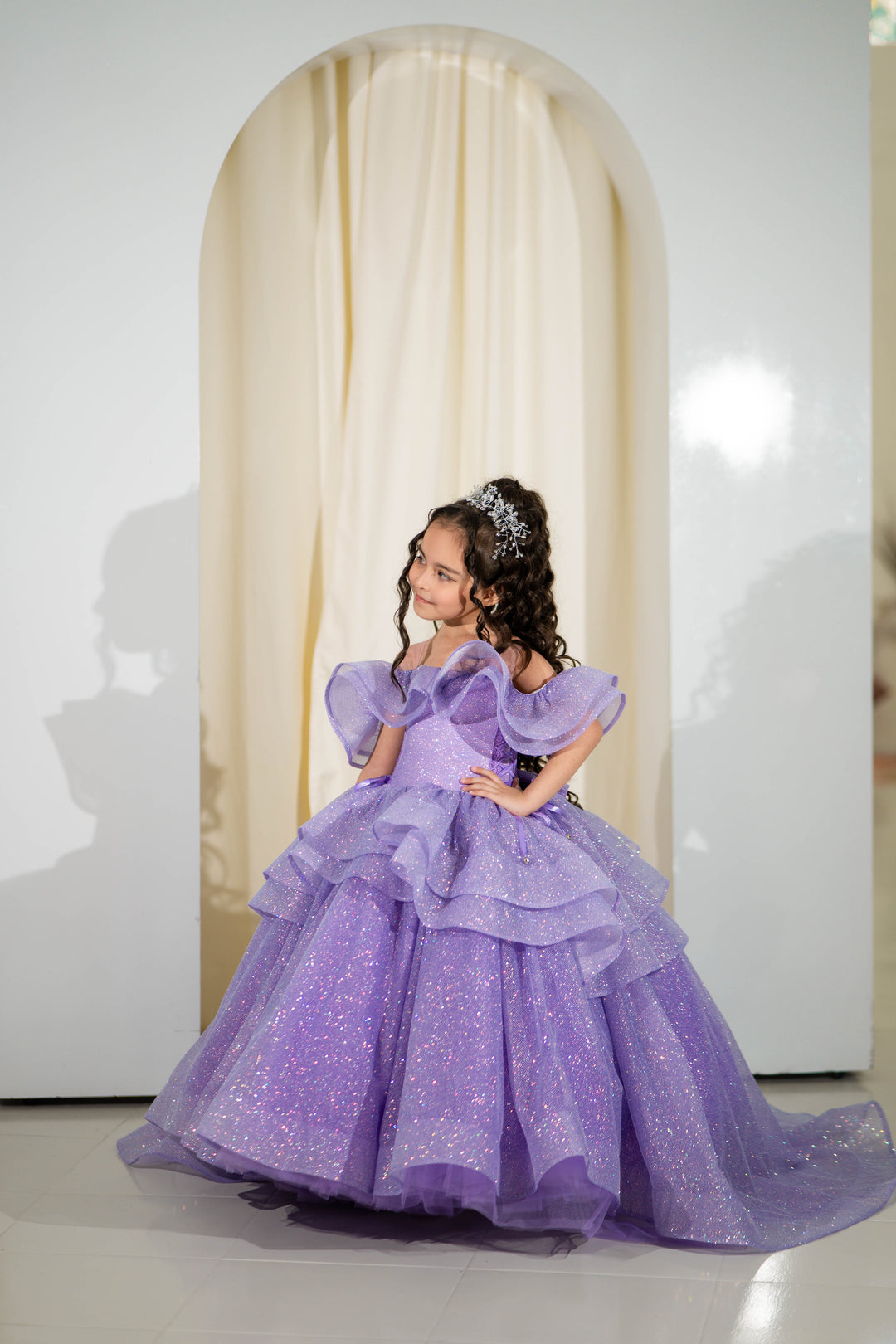 Children's beauty pageants/Girls pageant dresses/Princess Baby Dress Gold / 5–6Y (43–45.5 in)