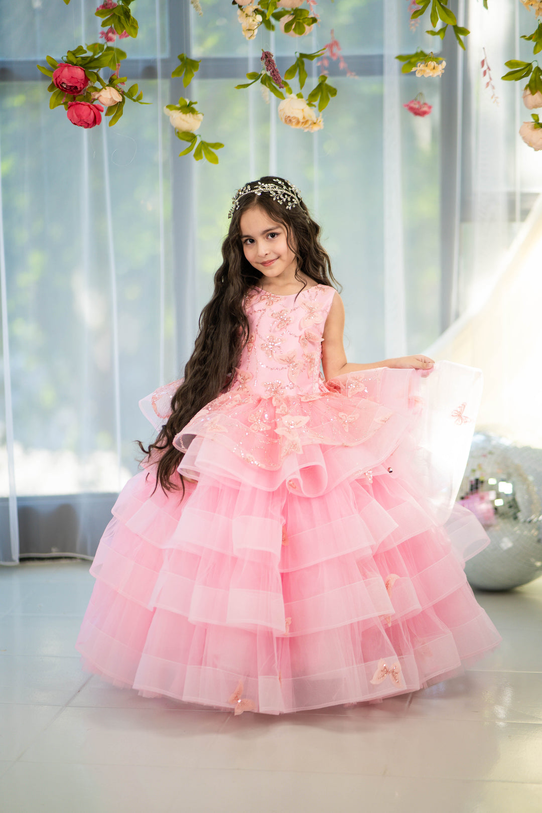 Blush pink birthday baby girl gown, first year birthday party dress, gown with train for baby, gorgeous fluffy dress for kids, tulle dress, Girls formal dress long, Ball dress for girls, Luxury dress for kids, Prom dress for kids, Blush dress, Toddler wedding dress, Tulle gown girls, Blush Flower Girl Dress, Lace flower girl dress, Girls ball gown, adorable girls&