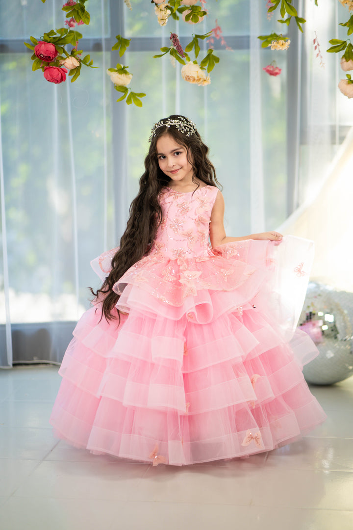 Blush pink birthday baby girl gown, first year birthday party dress, gown with train for baby, gorgeous fluffy dress for kids, tulle dress, Girls formal dress long, Ball dress for girls, Luxury dress for kids, Prom dress for kids, Blush dress, Toddler wedding dress, Tulle gown girls, Blush Flower Girl Dress, Lace flower girl dress, Girls ball gown, adorable girls&