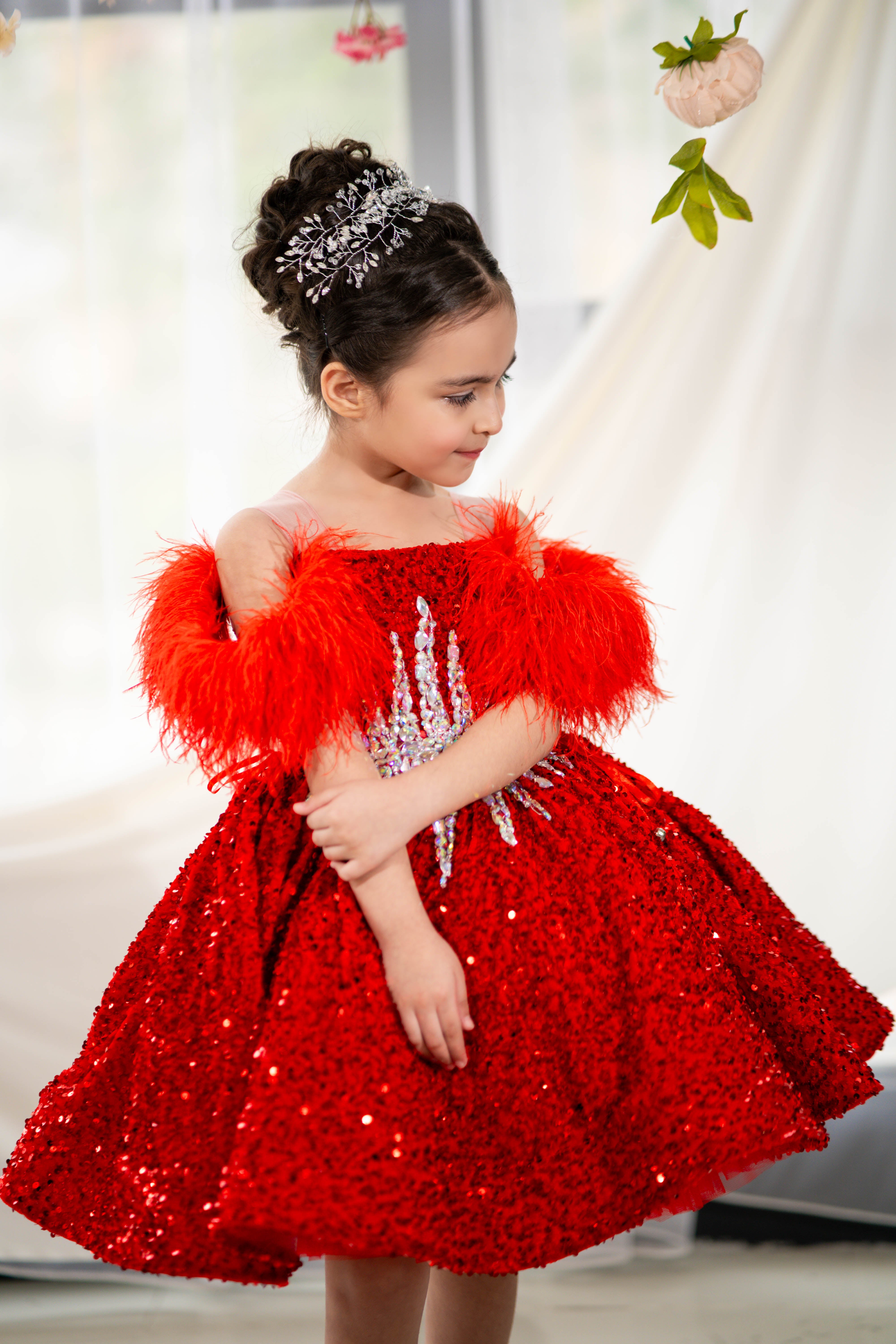 Christmas pageant gown, red couture dress, junior bridesmaid dress, maxi prom dress with train, baby princess dress, tulle pageant dress, special occasion dress for girls, ivory flower girl dress, white toddler flower girl dress, tutu dress, princess dress, tulle flower girl dress, pageant photoshoot dress, little girl party dress, little girl party dress, toddler ball gown, elegant kids dress, girls' formal wear, girls' special event outfit, children's formal attire, kids' fancy dress, toddler party gown