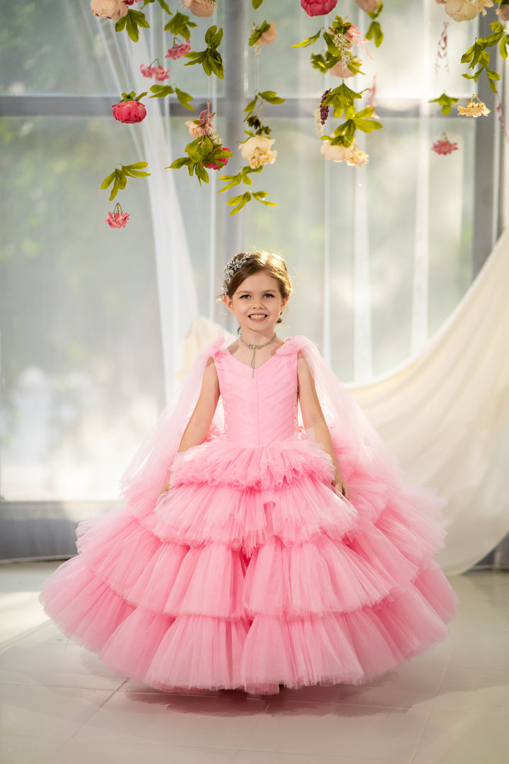 Blush pink birthday baby girl gown, first year birthday party dress, gown with train for baby, gorgeous fluffy dress for kids, tulle dress, Girls formal dress long, Ball dress for girls, Luxury dress for kids, Prom dress for kids, Blush dress, Toddler wedding dress, Tulle gown girls, Blush Flower Girl Dress, Lace flower girl dress, Girls ball gown, adorable girls&