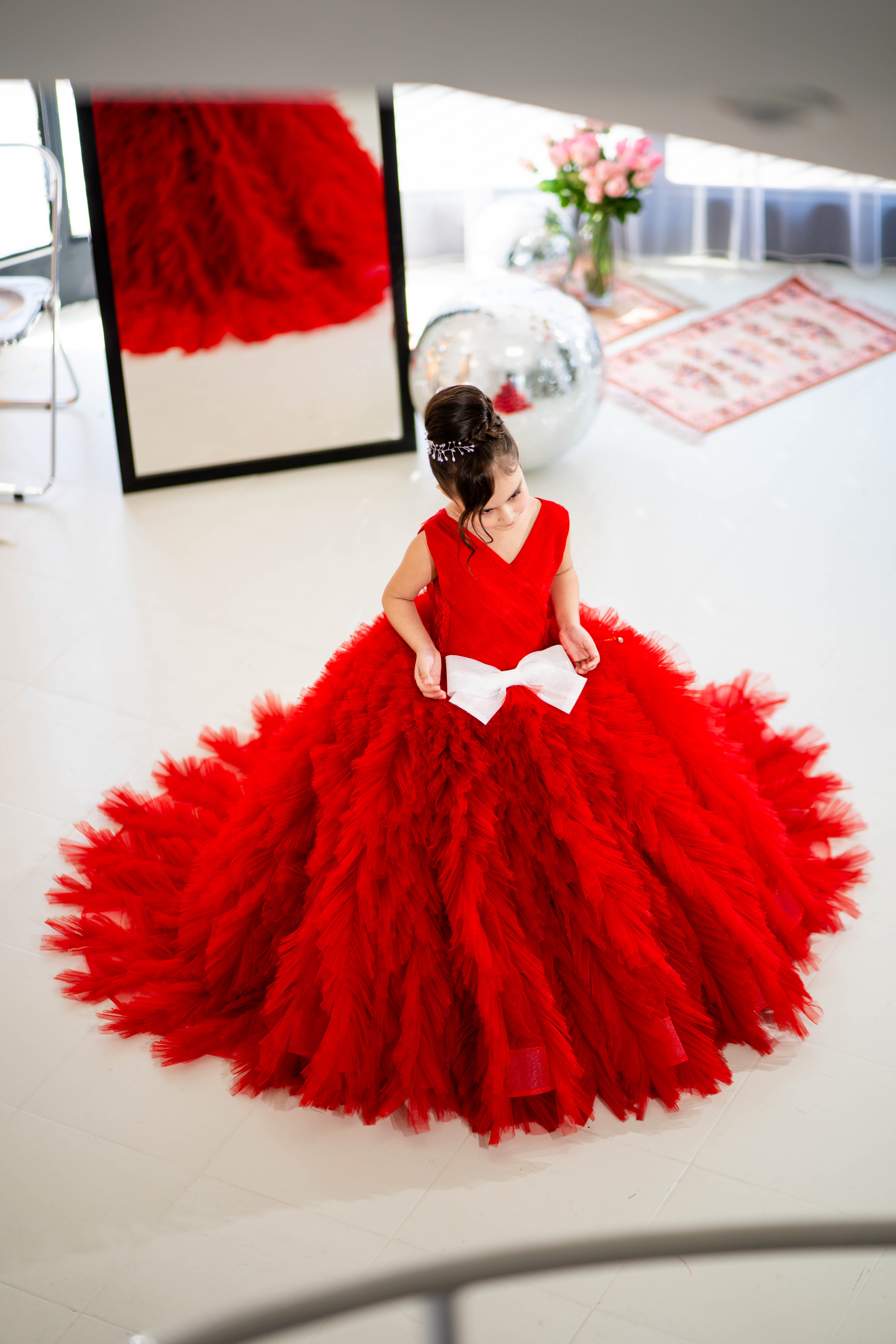 Christmas pageant gown, red couture dress, junior bridesmaid dress, maxi prom dress with train, baby princess dress, tulle pageant dress, special occasion dress for girls, ivory flower girl dress, white toddler flower girl dress, tutu dress, princess dress, tulle flower girl dress, pageant photoshoot dress, little girl party dress, little girl party dress, toddler ball gown, elegant kids dress, girls' formal wear, girls' special event outfit, children's formal attire, kids' fancy dress, toddler party gown,