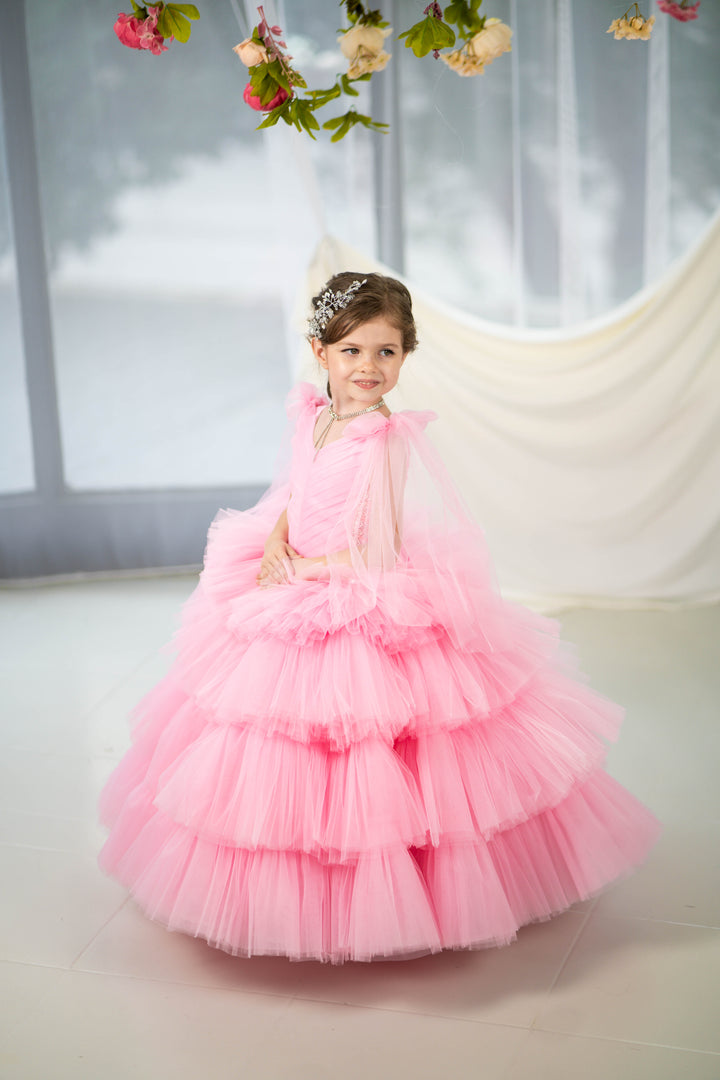 Blush pink birthday baby girl gown, first year birthday party dress, gown with train for baby, gorgeous fluffy dress for kids, tulle dress, Girls formal dress long, Ball dress for girls, Luxury dress for kids, Prom dress for kids, Blush dress, Toddler wedding dress, Tulle gown girls, Blush Flower Girl Dress, Lace flower girl dress, Girls ball gown, adorable girls&