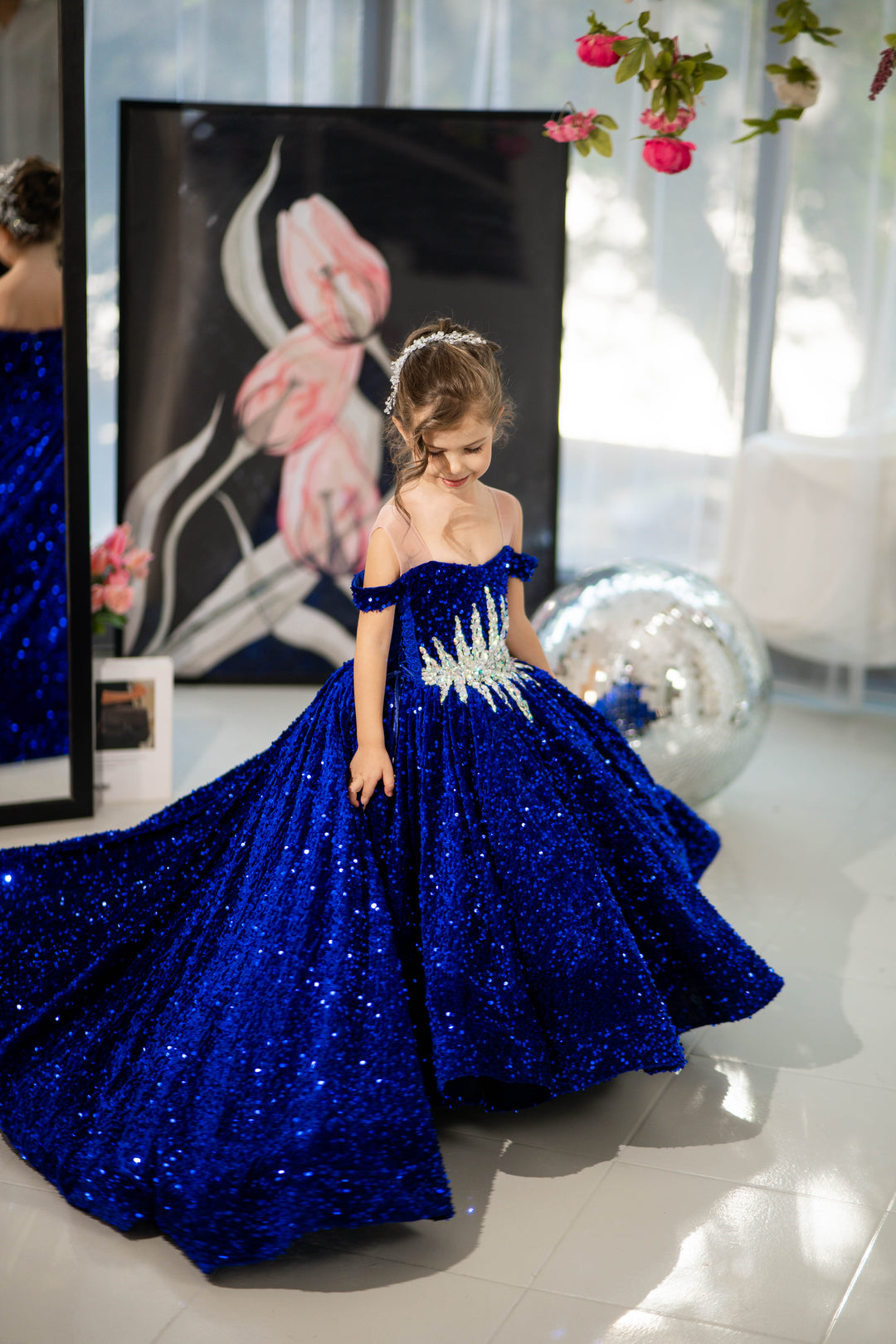 Glitz Pageant Dress For Girl (Size 5-6 - Royal Blue - In Stock)