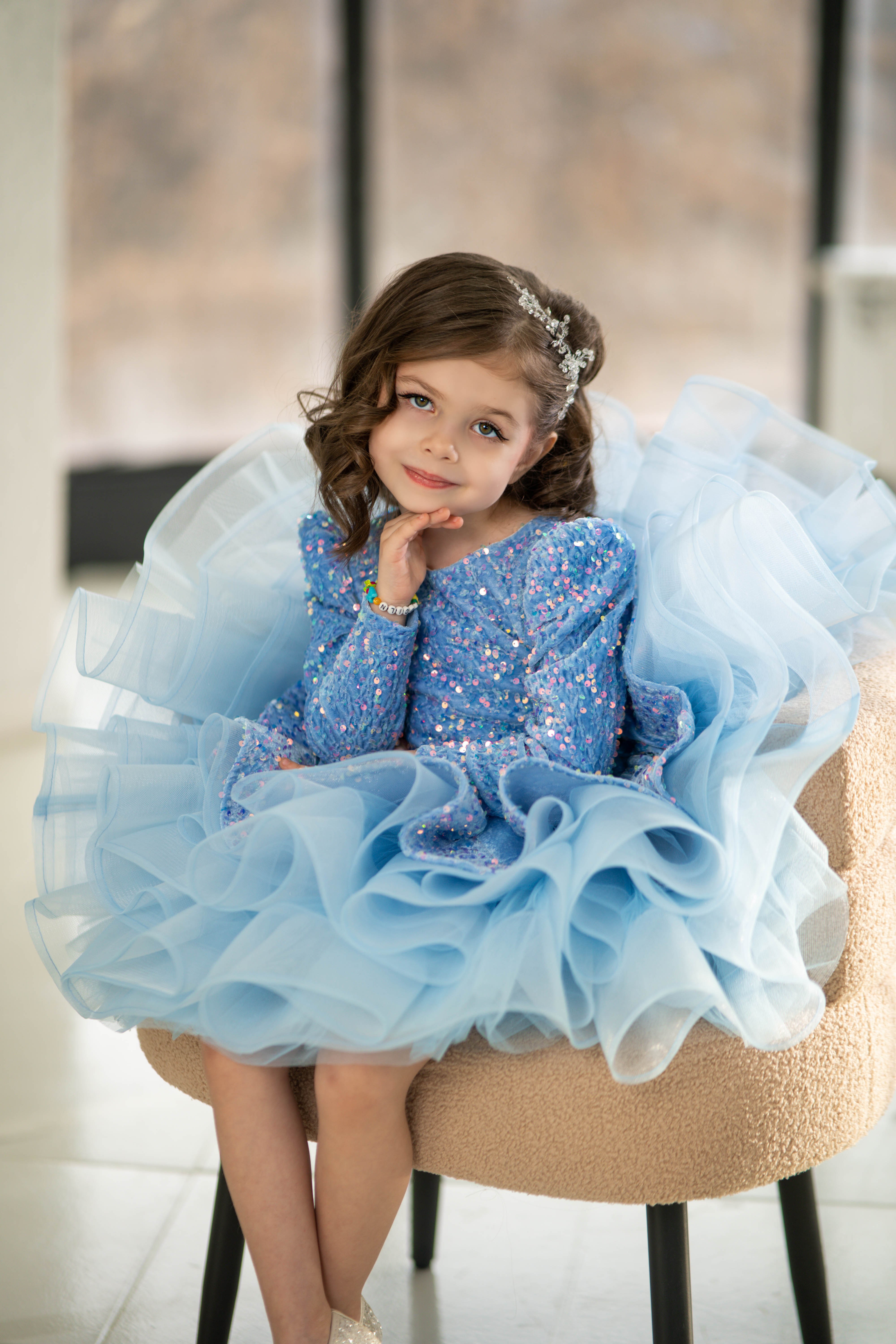 Holiday Dress For Girls (Size 6/7 - Blue - In Stock)