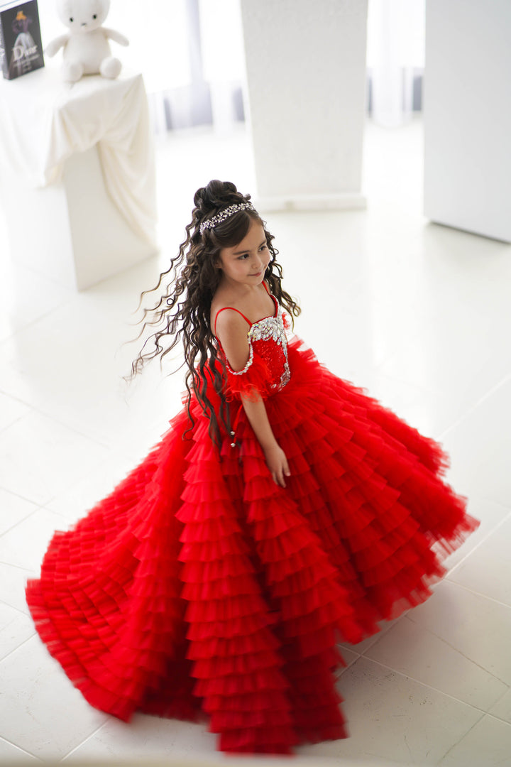 Special Occasion Gown For Girl (Size 6-7 - Red - In Stock)