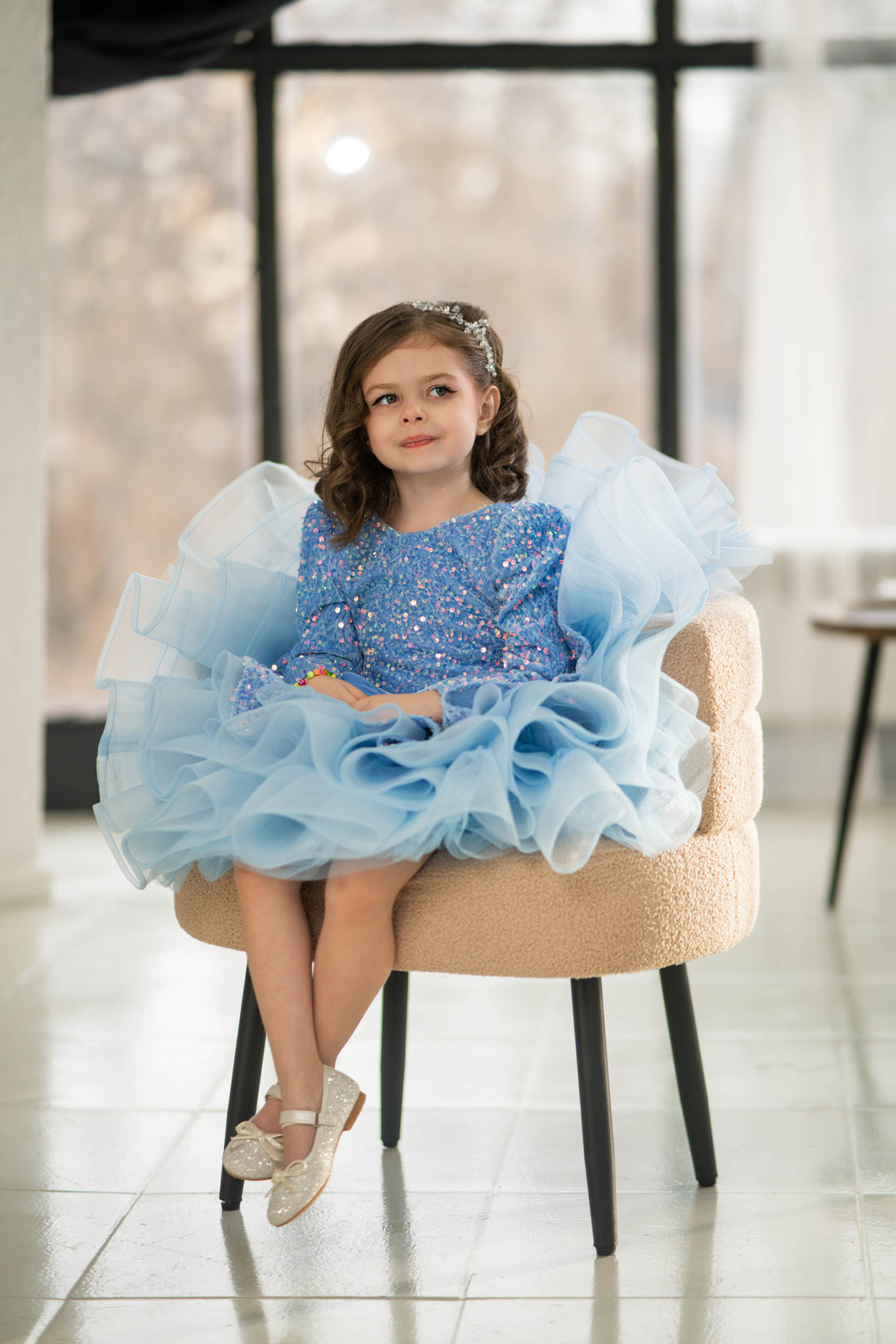 Party Dress For Girls (Size 4-5 - Blue - In Stock)