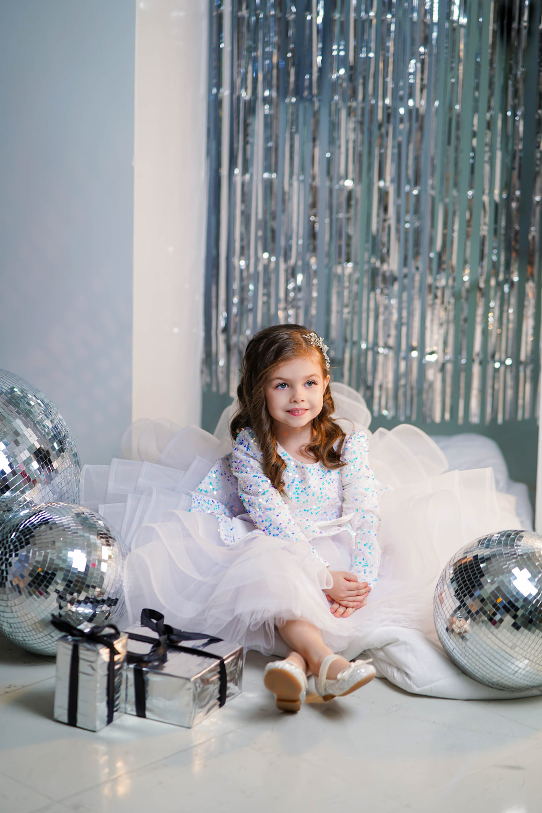 Christmas pageant gown, princess dress, junior bridesmaid dress, maxi prom dress with train, baby princess dress, tulle pageant dress, special occasion dress for girls, ivory flower girl dress, white toddler flower girl dress, tutu dress, princess dress, tulle flower girl dress, pageant photoshoot dress, little girl party dress, toddler ball gown, elegant kids dress, girls&