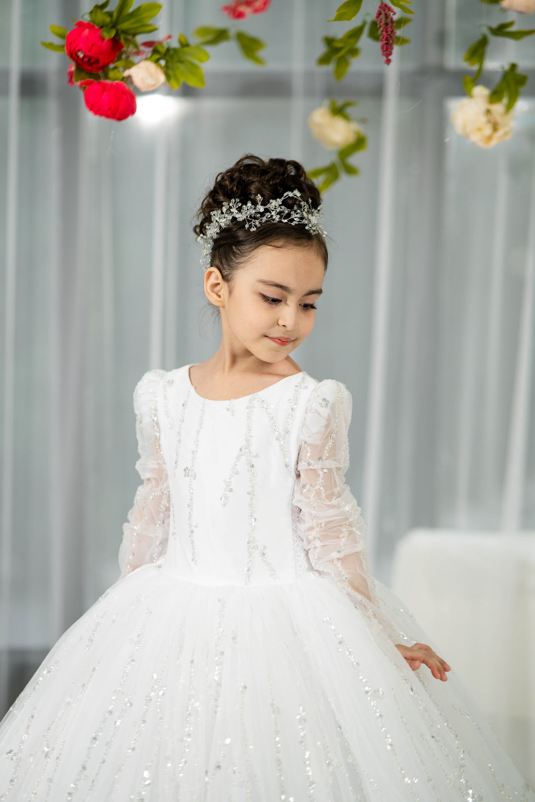 Christmas pageant gown, red couture dress, junior bridesmaid dress, maxi prom dress with train, baby princess dress, tulle pageant dress, special occasion dress for girls, ivory flower girl dress, white toddler flower girl dress, tutu dress, princess dress, tulle flower girl dress, pageant photoshoot dress, little girl party dress, toddler ball gown, elegant kids dress, girls&