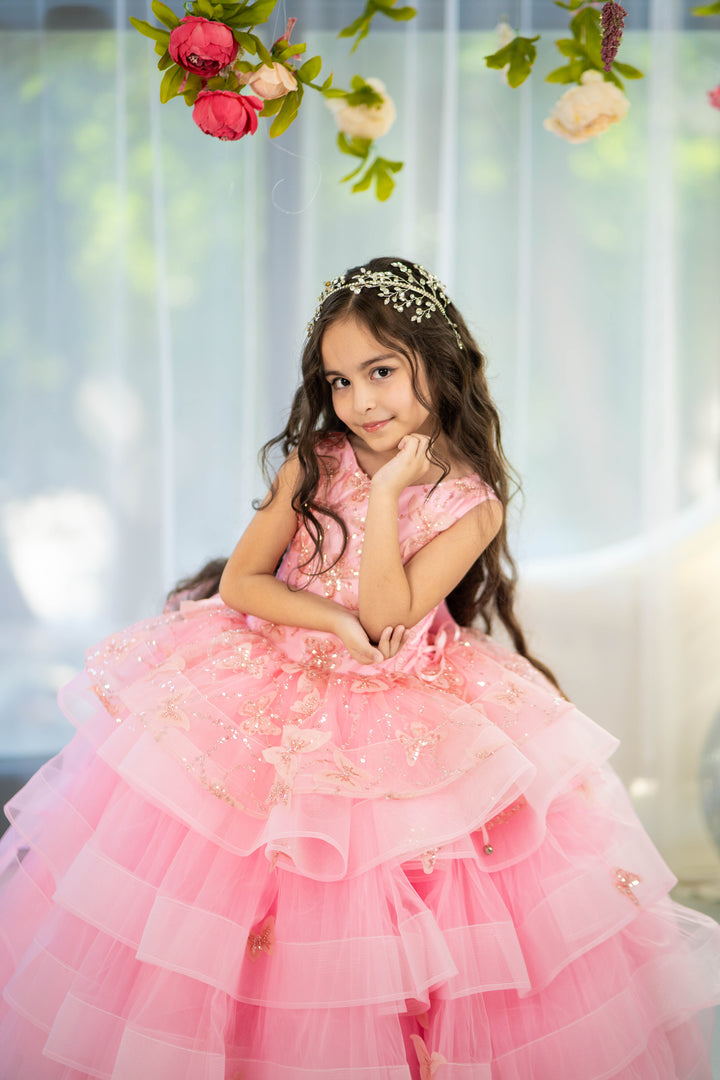 Blush pink birthday baby girl gown, first year birthday party dress, gown with train for baby, gorgeous fluffy dress for kids, tulle dress, Girls formal dress long, Ball dress for girls, Luxury dress for kids, Prom dress for kids, Blush dress, Toddler wedding dress, Tulle gown girls, Blush Flower Girl Dress, Lace flower girl dress, Girls ball gown, adorable girls&
