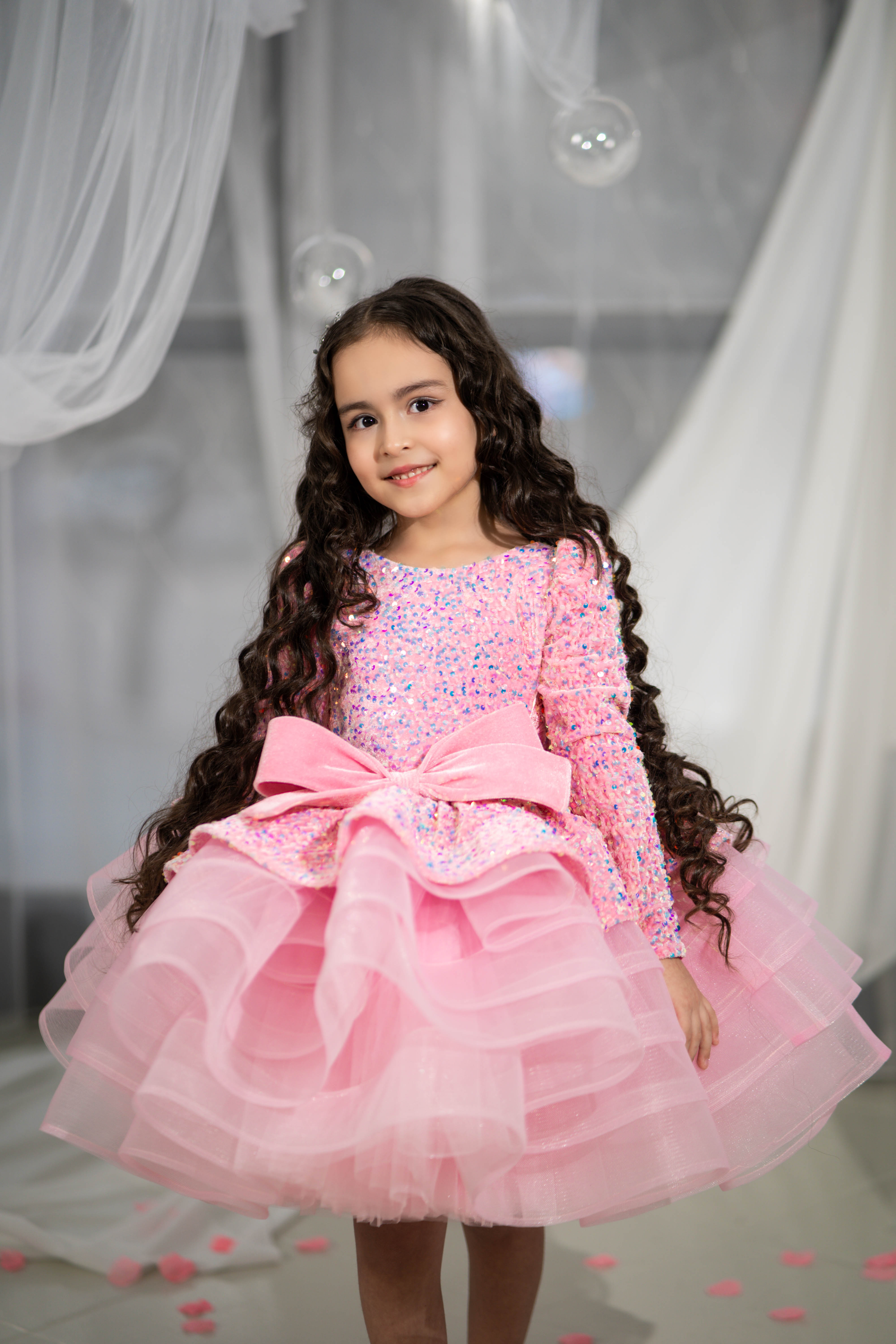 Party Dress For Girls (Size 5-6 - Pink - In Stock)