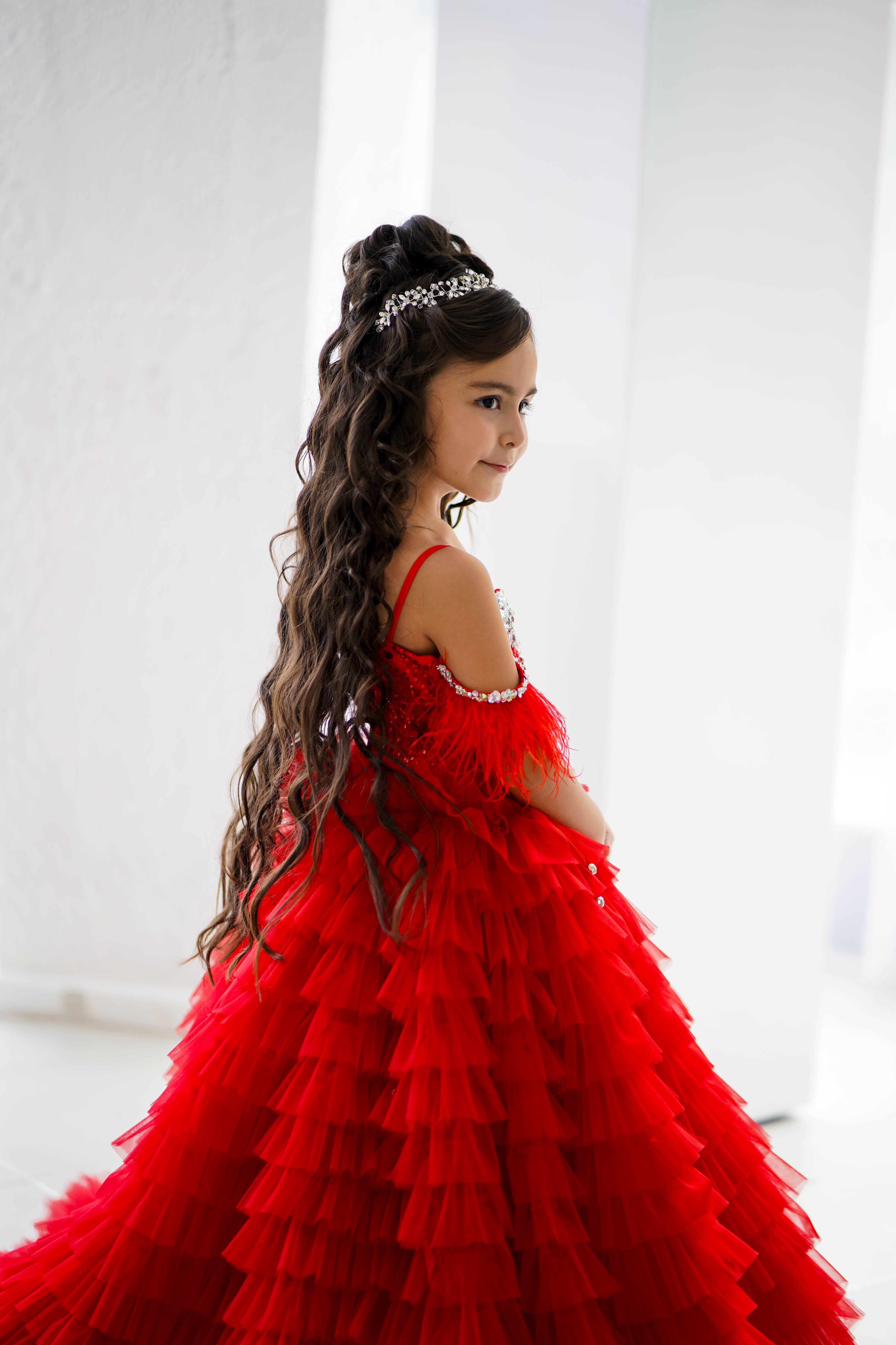 Special Occasion Gown For Girl (Size 6-7/Red/In Stock)