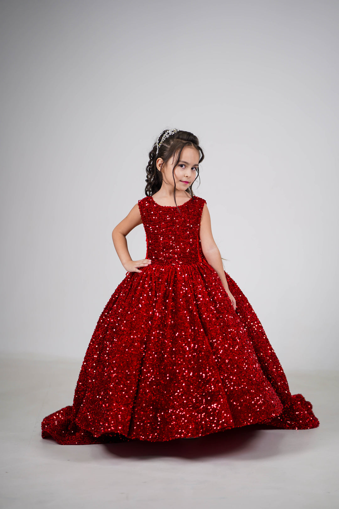 christmas pageant dress Luxurious Baby Girl Beauty Red Dress Toddler Birthday Dress A beautiful crystal belt adorns the front of the waist with corset tie allowing for easy adjustments to give you just that perfect fit on your special occasion. My daughters Christmas pageant dress!