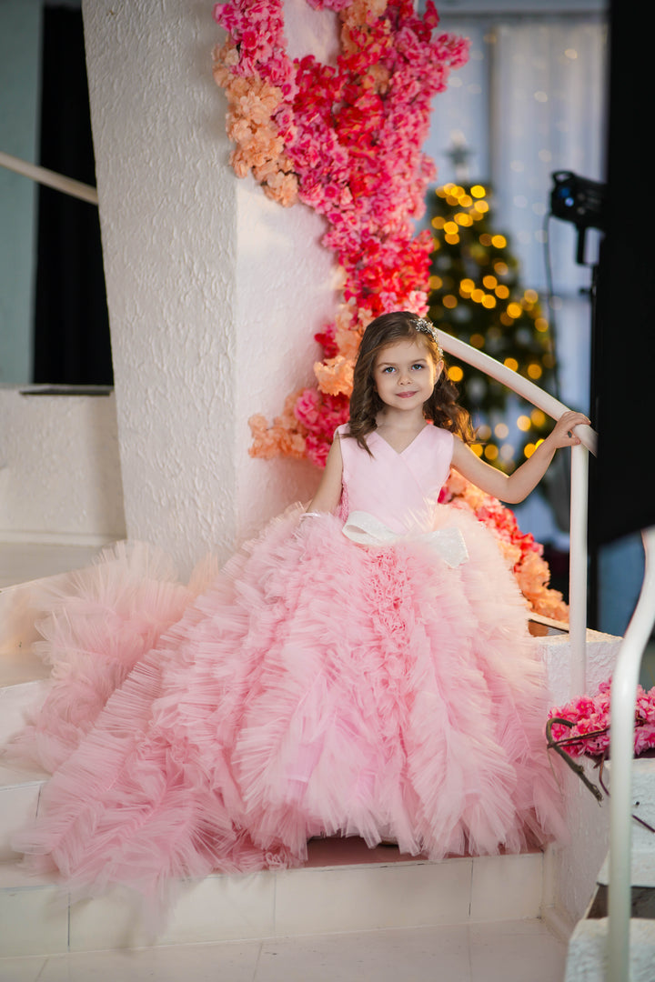 Christmas pageant gown, red couture dress, junior bridesmaid dress, maxi prom dress with train, baby princess dress, tulle pageant dress, special occasion dress for girls, ivory flower girl dress, white toddler flower girl dress, tutu dress, princess dress, tulle flower girl dress, pageant photoshoot dress, little girl party dress, toddler ball gown, elegant kids dress, girls&