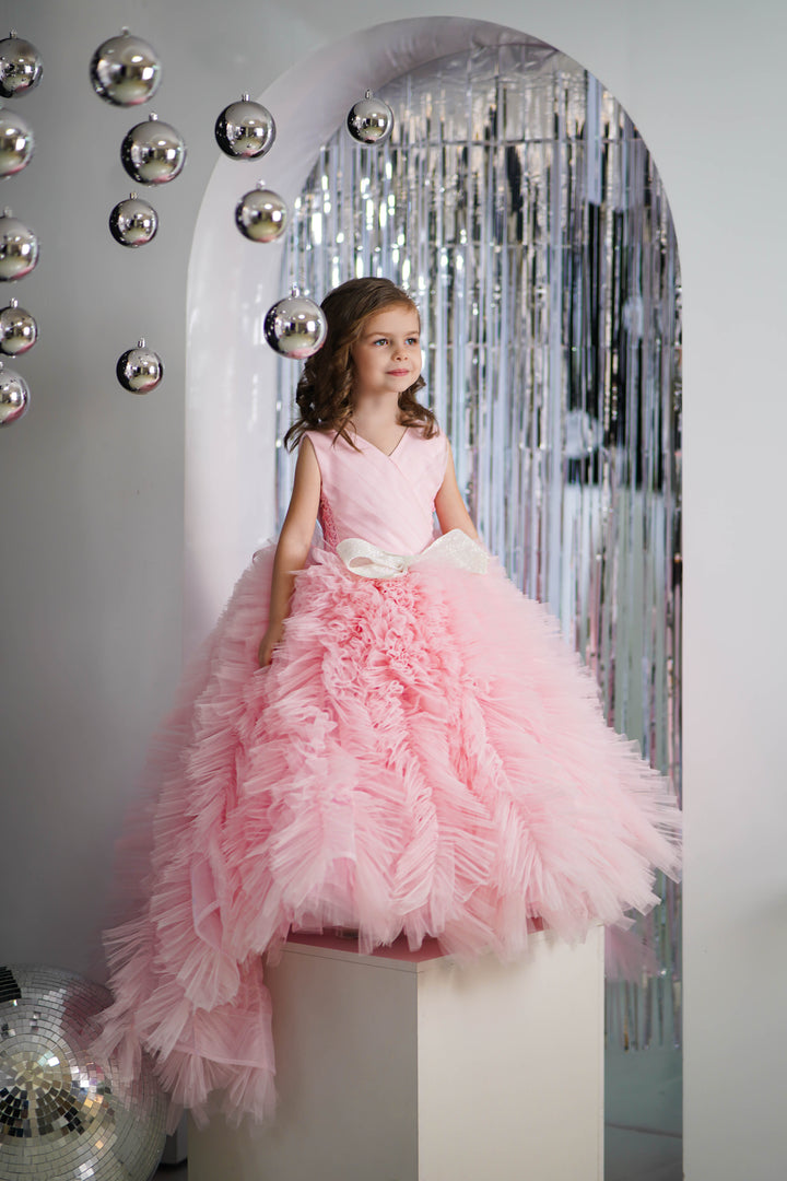 Christmas pageant gown, red couture dress, junior bridesmaid dress, maxi prom dress with train, baby princess dress, tulle pageant dress, special occasion dress for girls, ivory flower girl dress, white toddler flower girl dress, tutu dress, princess dress, tulle flower girl dress, pageant photoshoot dress, little girl party dress, toddler ball gown, elegant kids dress, girls&