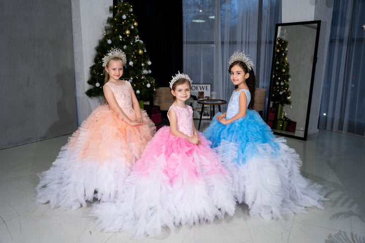 Blush pink birthday baby girl gown, first year birthday party dress, gown with train for baby, gorgeous fluffy dress for kids, tulle dress, Girls formal dress long, Ball dress for girls, Luxury dress for kids, Prom dress for kids, Blush dress, Toddler wedding dress, Tulle gown girls, Blush Flower Girl Dress, Lace flower girl dress, Girls ball gown, adorable girls&