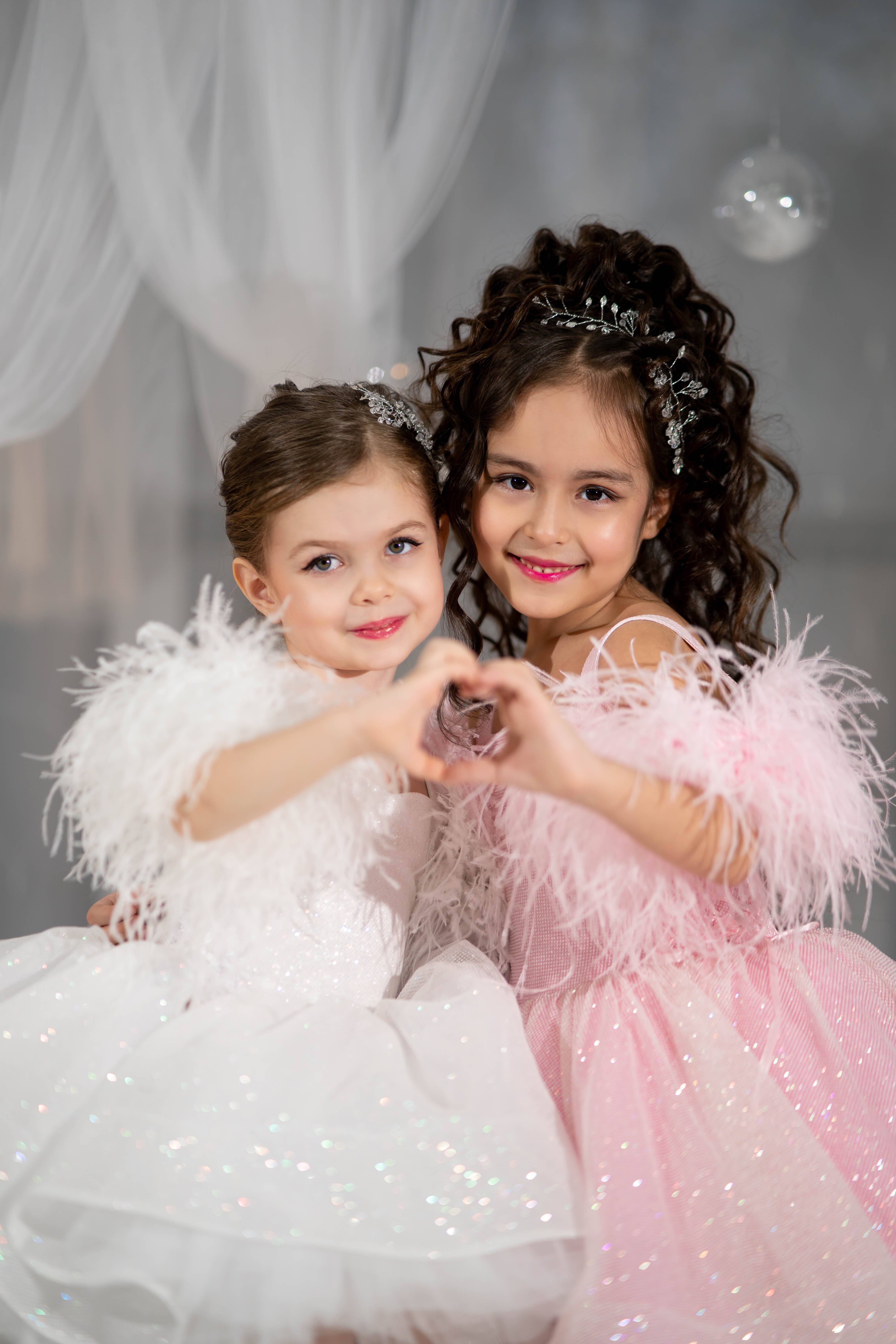 Sparkly Princess Dress with Feathers (Size 5-6/Pink/In Stock)