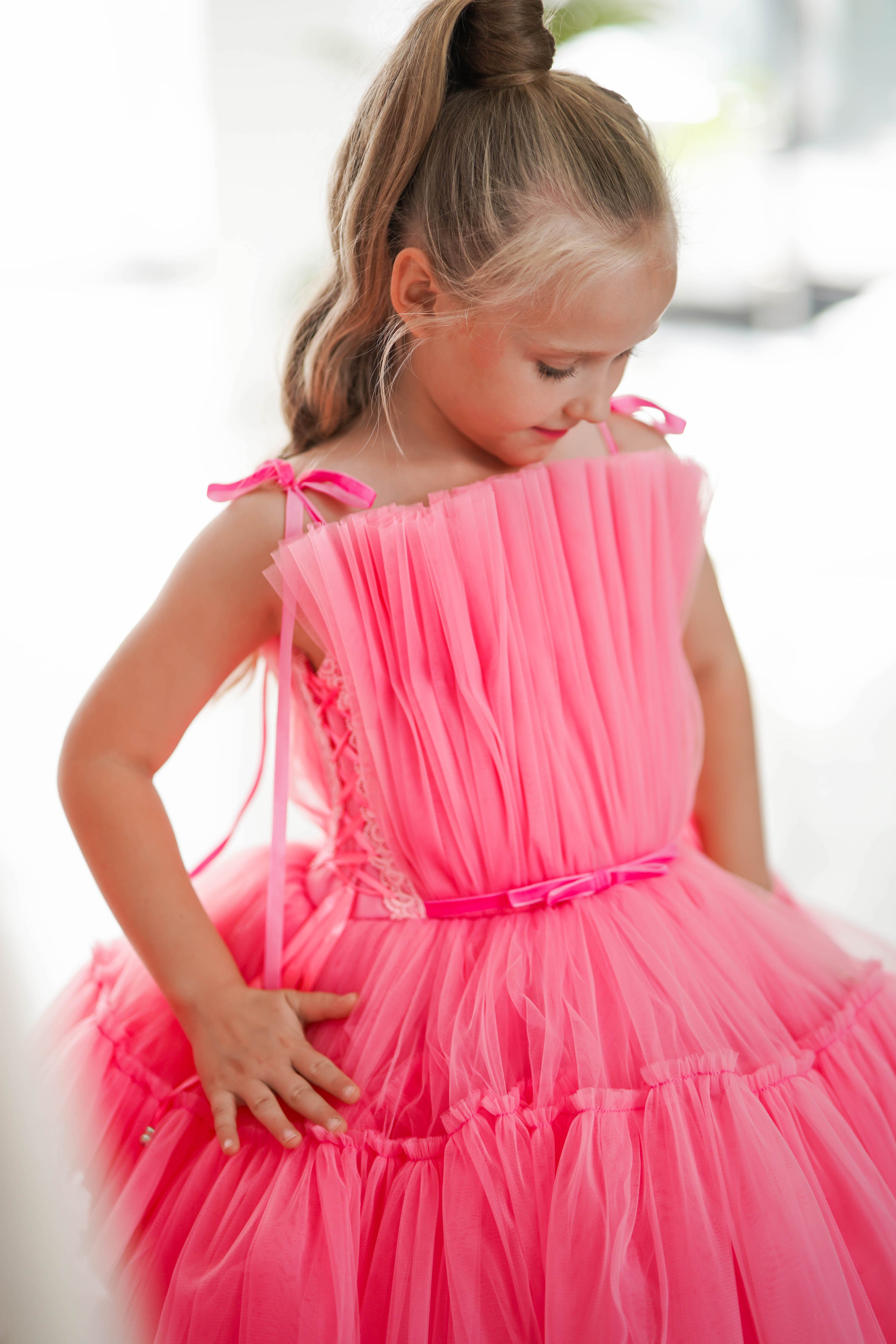 Barbie Inspired Girl Dress with Detachable Train