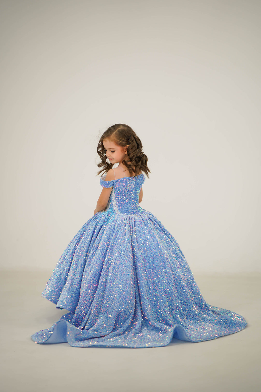 Children's beauty pageants/Girls pageant dresses In Stock: Height 48''-50''/122cm-128cm (Age 7-8) / Light Blue