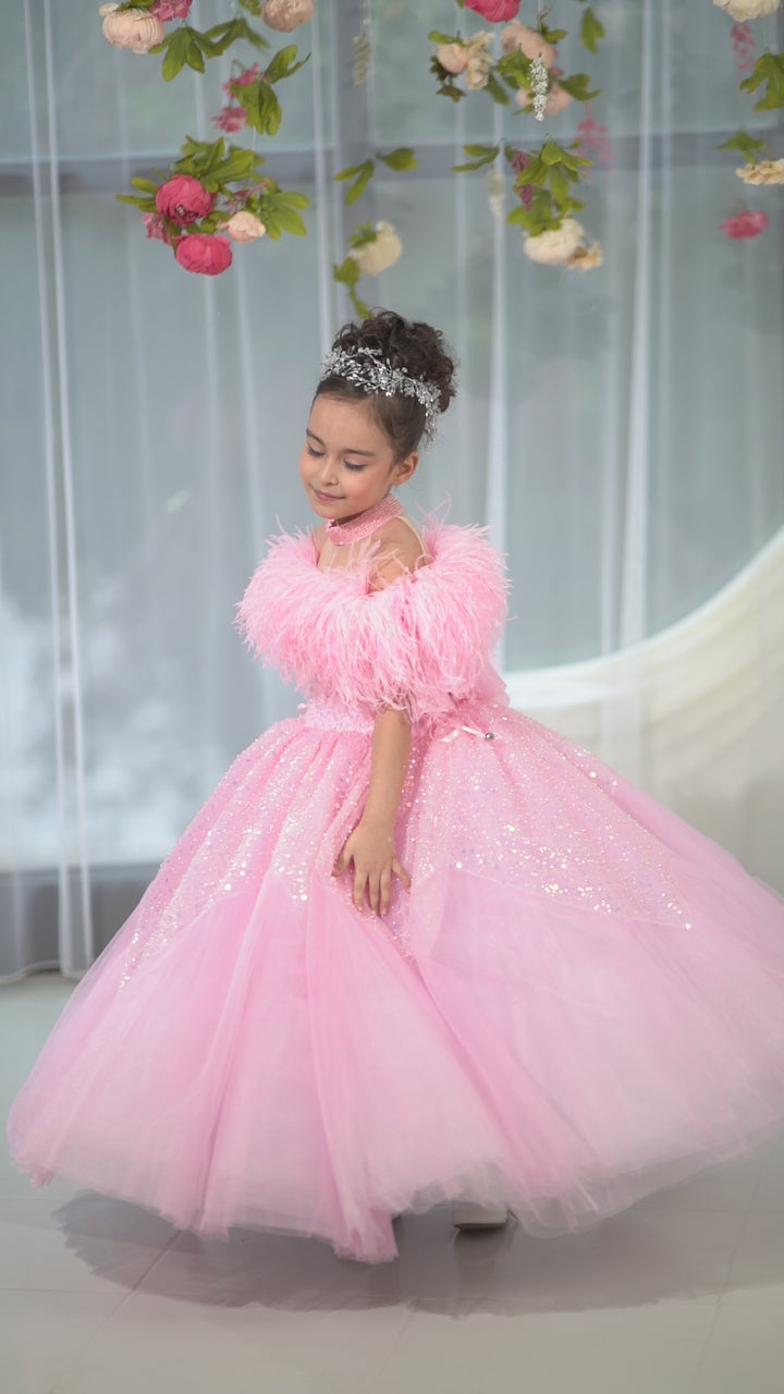 Blush pink birthday baby girl gown, first year birthday party dress, gown with train for baby, gorgeous fluffy dress for kids, tulle dress, Girls formal dress long, Ball dress for girls, Luxury dress for kids, Prom dress for kids, Blush dress, Toddler wedding dress, Tulle gown girls, Blush Flower Girl Dress, Lace flower girl dress, Girls ball gown, adorable girls&