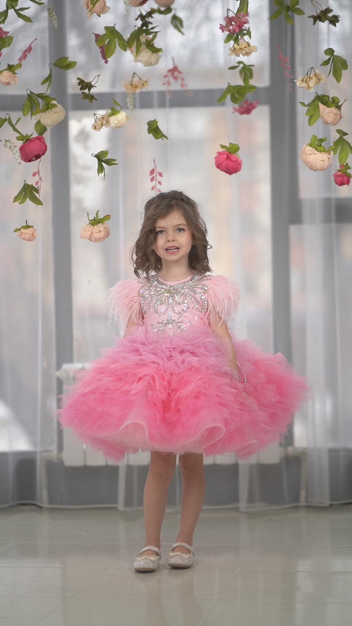 Blush pink birthday baby girl gown, first year birthday party dress, gown with train for baby, gorgeous fluffy dress for kids, tulle dress, Girls formal dress long, Ball dress for girls, Luxury dress for kids, Prom dress for kids, Blush dress, Toddler wedding dress, Tulle gown girls, Blush Flower Girl Dress, Lace flower girl dress, Girls ball gown, adorable girls&