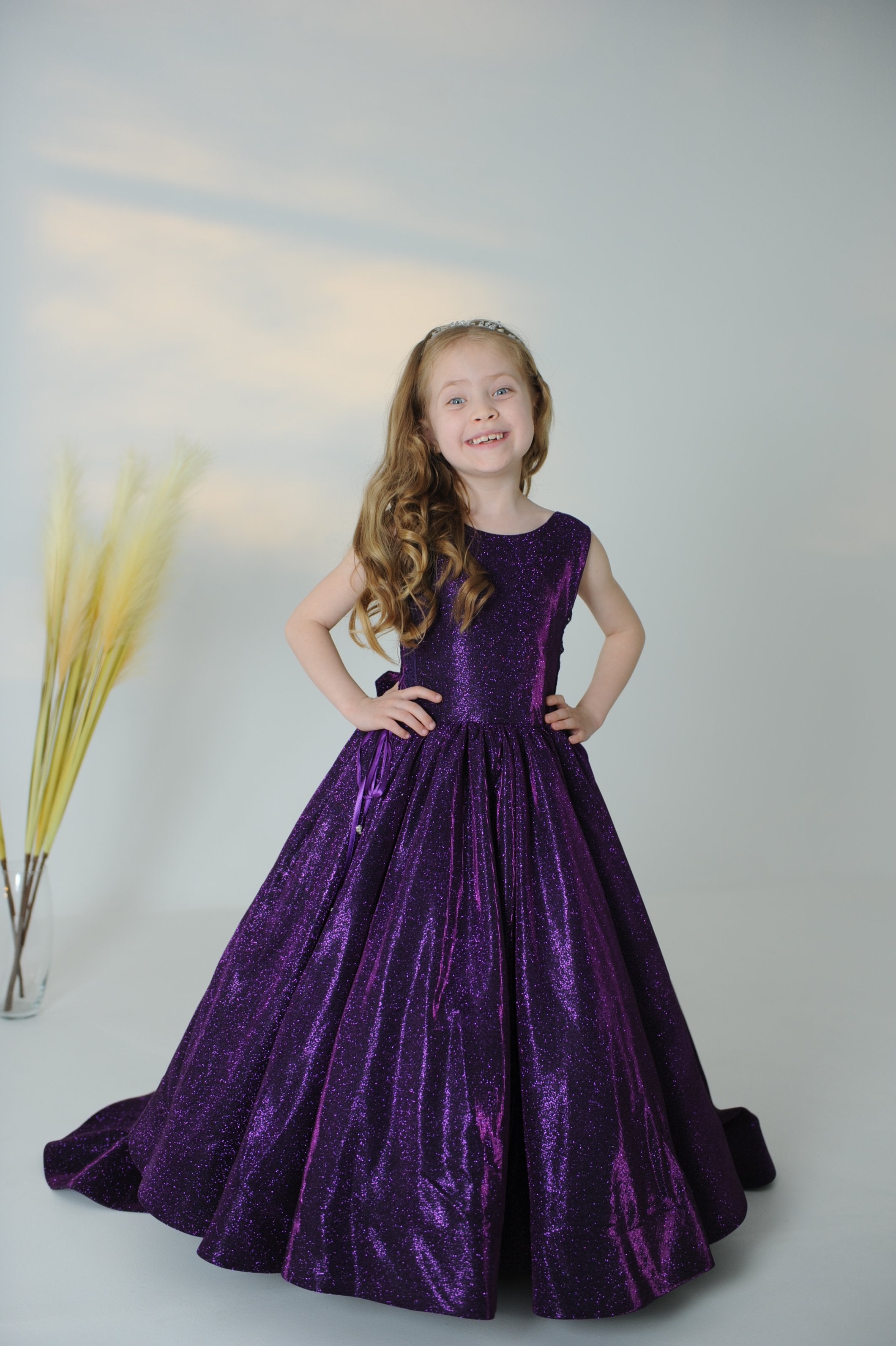 Pageant Dress For Girls (Size 6-7/Purple/In Stock)
