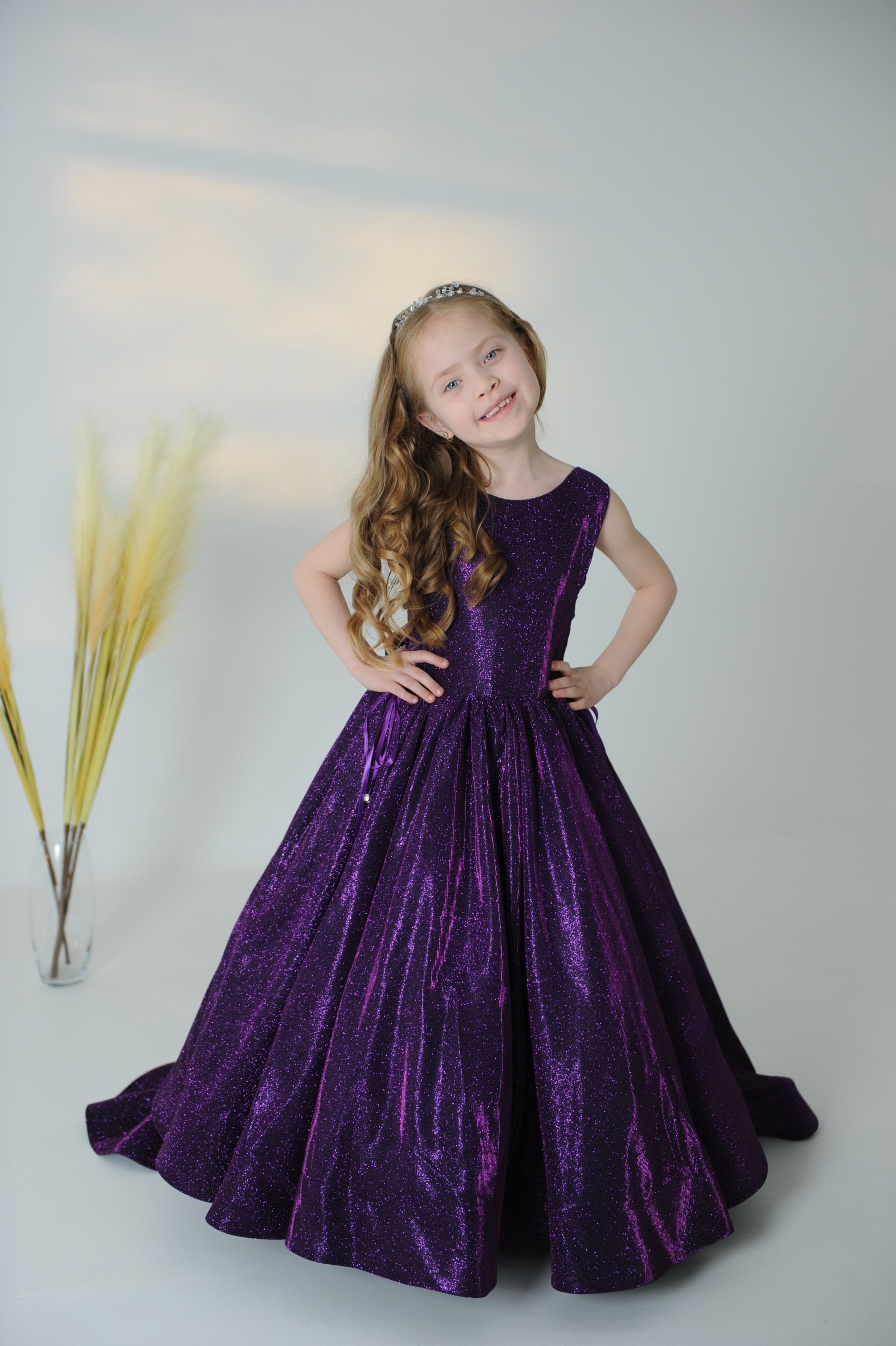 Pageant Dress For Girls (Size 6-7/Purple/In Stock)